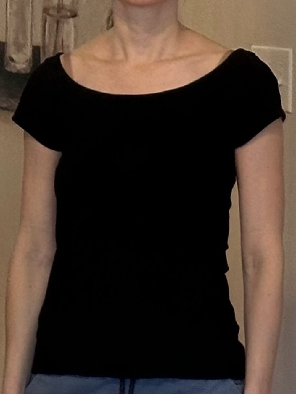 Banana Republic Black Scoop Neck Short Sleeve Top